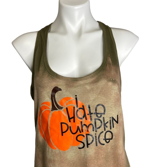 I Hate Pumpkin Spice Tank Graphic Racerback Bleach Dye Fall Autumn Top XXL - Picture 2 of 10